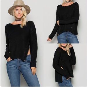 Women’s Black Knit Sweater with side Zipper (SM)